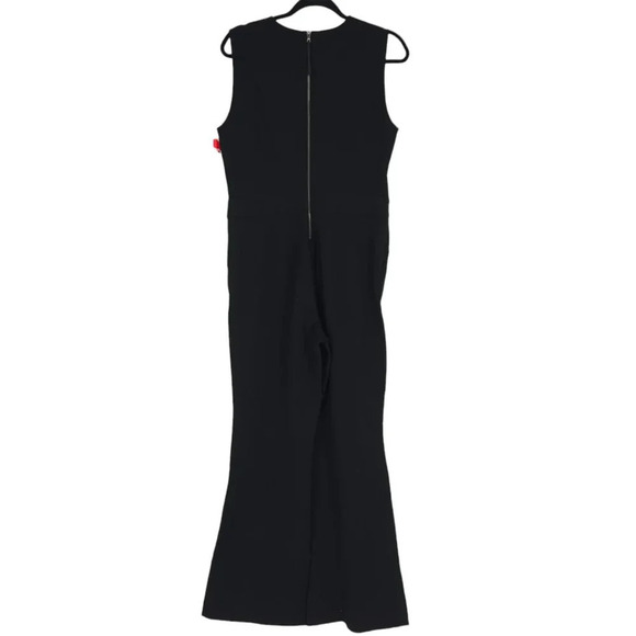 SPANX Perfect Jumpsuit Black V Neck Sleeveless One Piece Ponte Flare Pants NWT - Picture 3 of 7